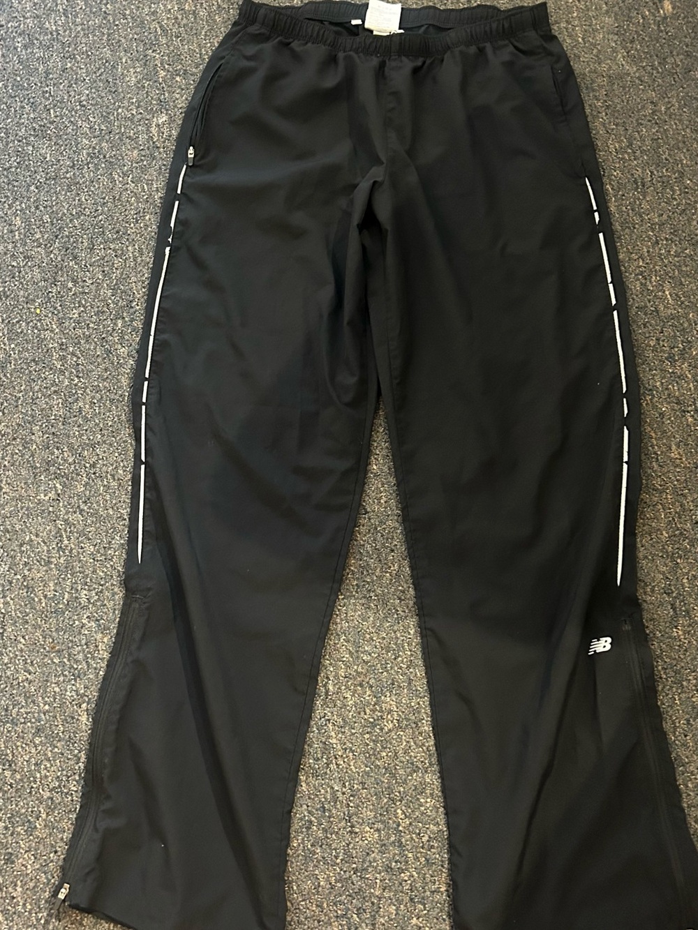 New Balance Black Track Pants with White Reflective Trim